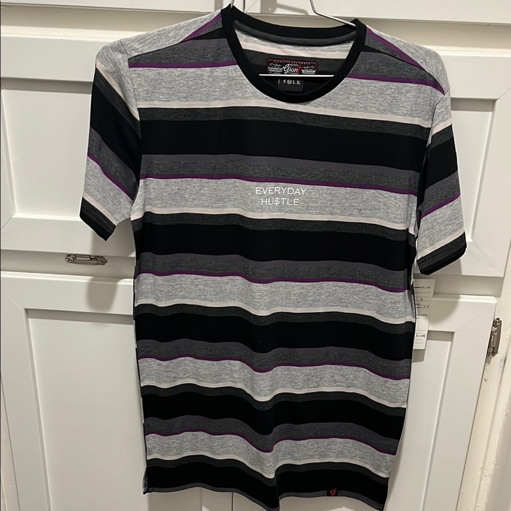 Everyday Hustle Striped Men's T-Shirt - Black, Gray, Purple